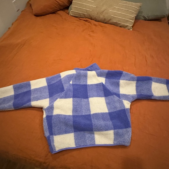 Blue Iris Gingham Combo Hit The Slopes Printed Fleece Jacket - Picture 8 of 10